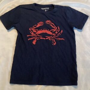 Crewcuts navy blue shirt with shorts sleeves and printed crab design size 8 boys